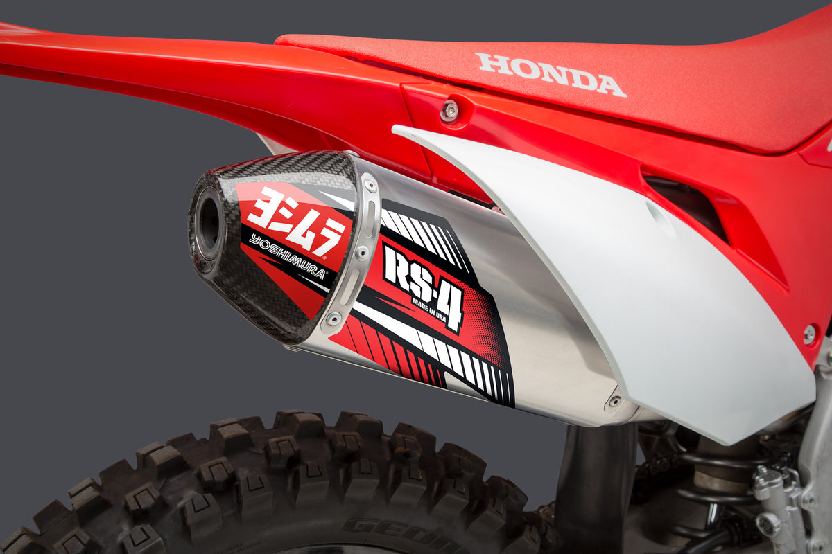 YOSHIMURA サイクルコアエキゾーストシステム Yoshimura CRF450X 19-26 RS-4 Stainless Full Exhaust, w/ Aluminum
