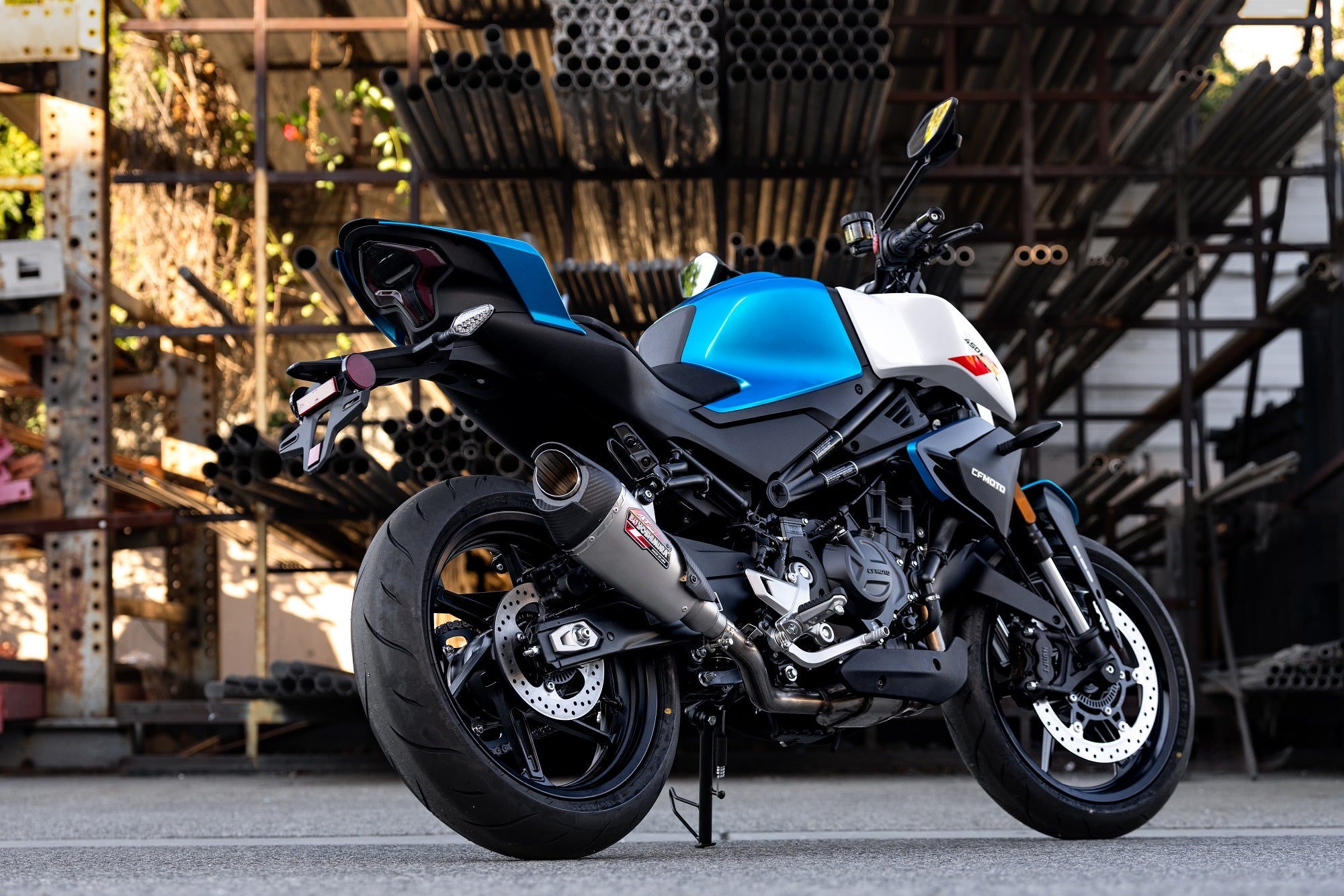 Yoshimura CFMOTO 450SS 23-24 / 450NK 2024 AT2 Stainless Slip-On Exhaust, w/ Stainless Muffler – Yoshimura R&D of America, Inc