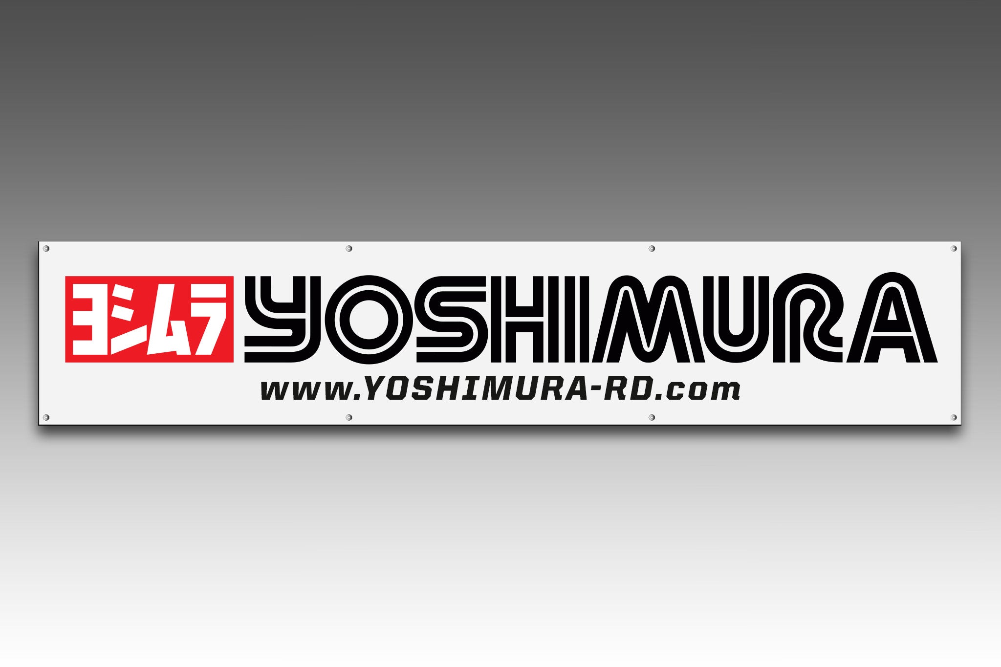 Yoshimura 2 ft x 10 ft White Logo Banner – Yoshimura R&D of