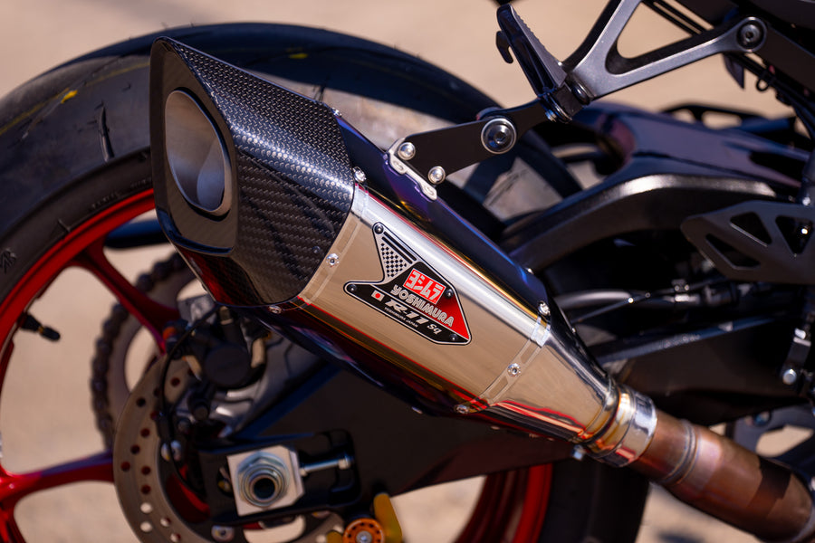 GSX-R1000 2017-25 R-11Sq Stainless Slip-On Exhaust, w/ Blued Titanium Muffler