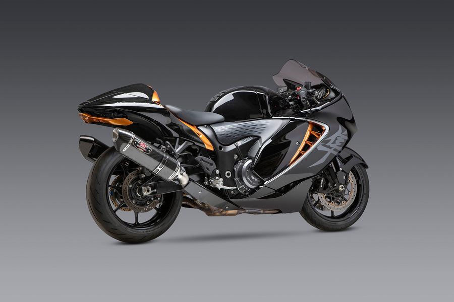 HAYABUSA 2022-24 Race R-77 Dual Stainless Slip-On Exhaust, w/ Carbon Mufflers