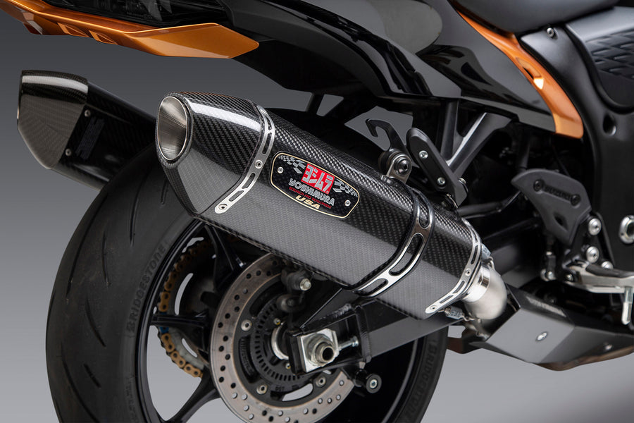 HAYABUSA 2022-24 Race R-77 Dual Stainless Slip-On Exhaust, w/ Carbon Mufflers