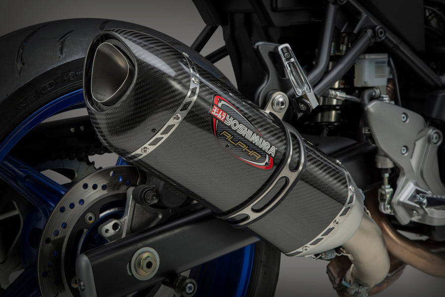 SV650 17-24/SV650X 19-24 Alpha Stainless Slip-On Exhaust, w/ Carbon Fiber Muffler