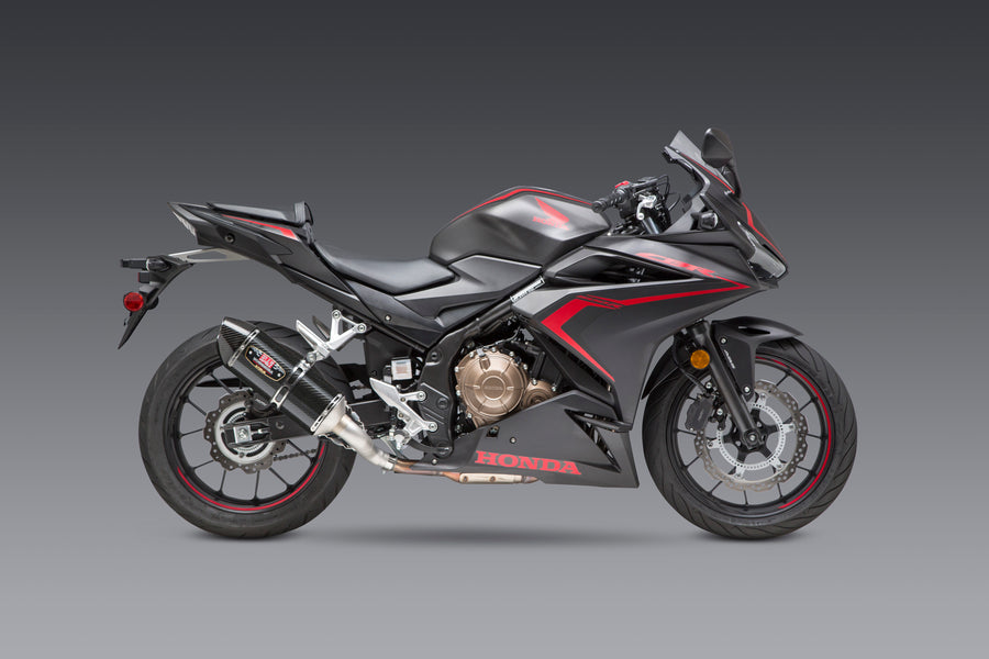 CBR500R 16-23 R-77 Stainless Slip-On Exhaust, w/ Carbon Fiber Muffler