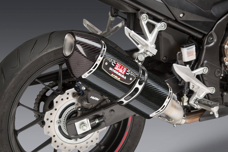 CBR500R 16-23 R-77 Stainless Slip-On Exhaust, w/ Carbon Fiber Muffler
