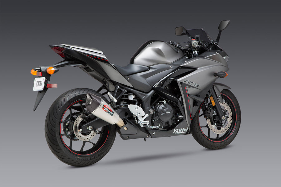 YZF-R3 15-24 / MT-03 20-24 AT2 Stainless Slip-On Exhaust, w/ Stainless Muffler