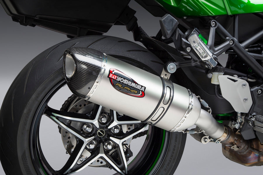 NINJA H2 SX 18-21 ALPHA Stainless Slip-On Exhaust, w/ Stainless Muffler