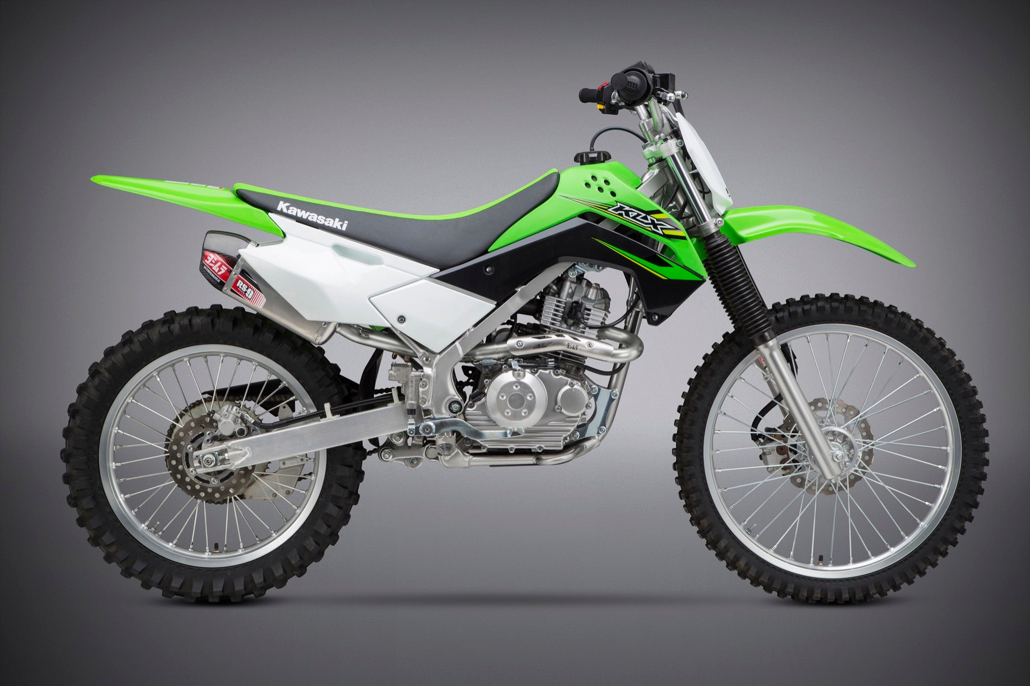 Black Stainless Steel Full Exhaust System For Kawasaki KLX140 / KLX140L